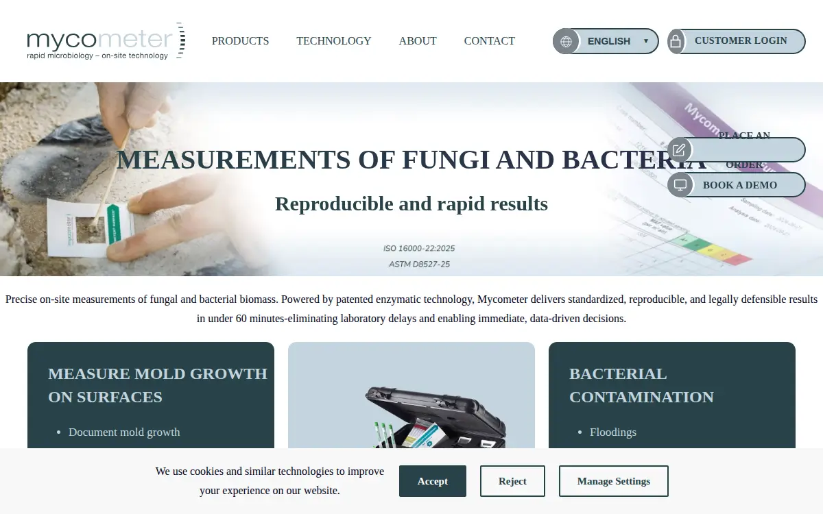 Homepage of Mycometer, INC