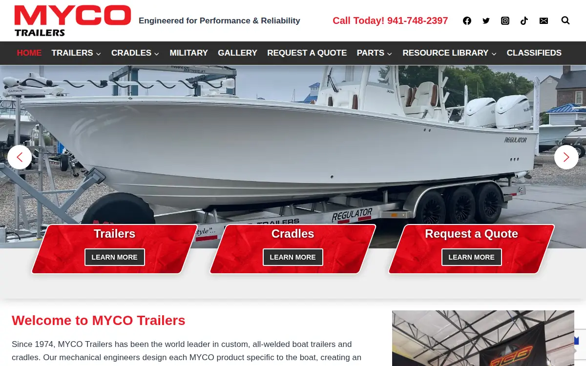 Homepage of Pd Myco Trailers, LLC