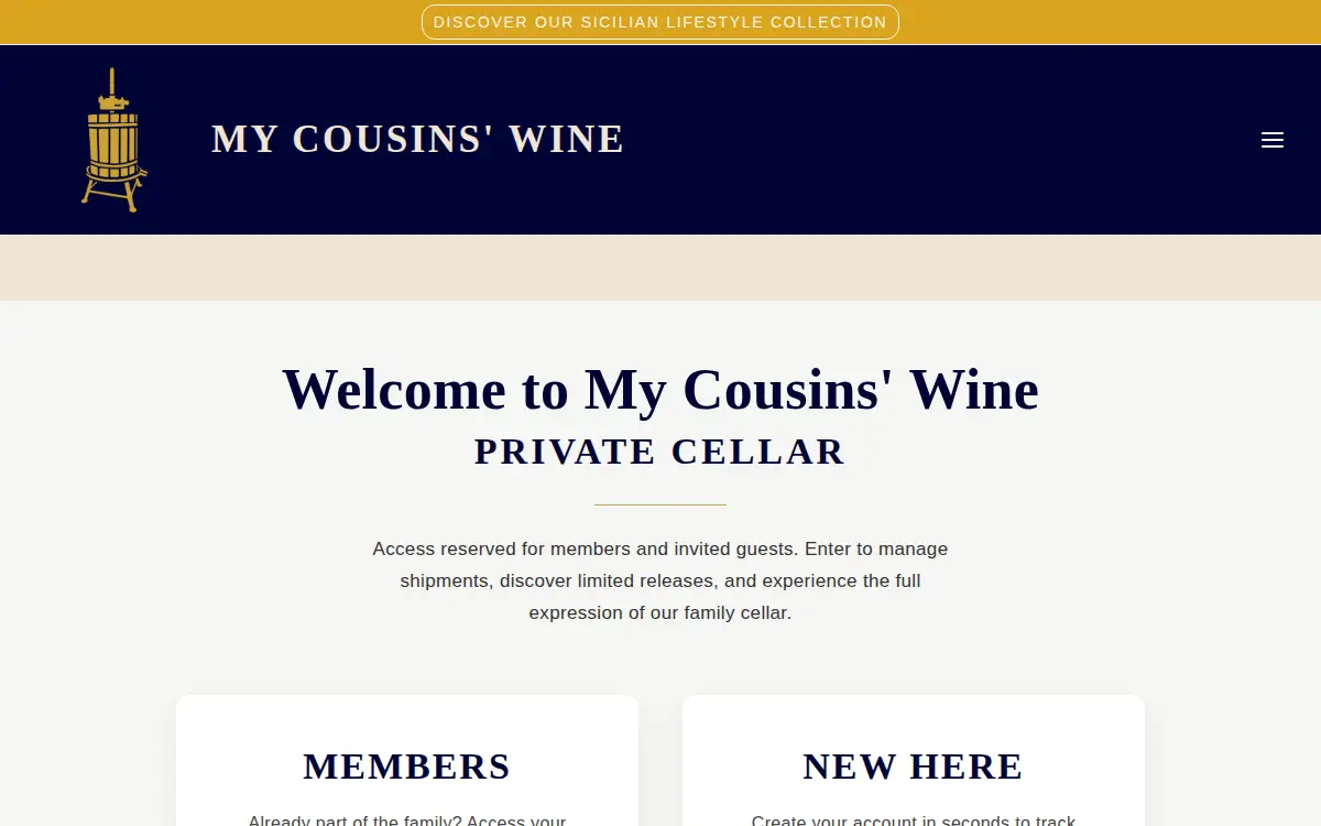 Homepage of My Cousins Wine LLC