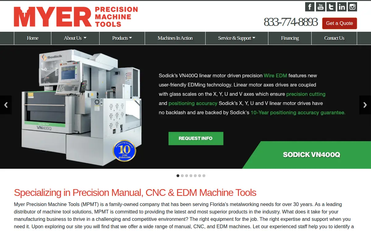 Homepage of Myer Precision, LLC