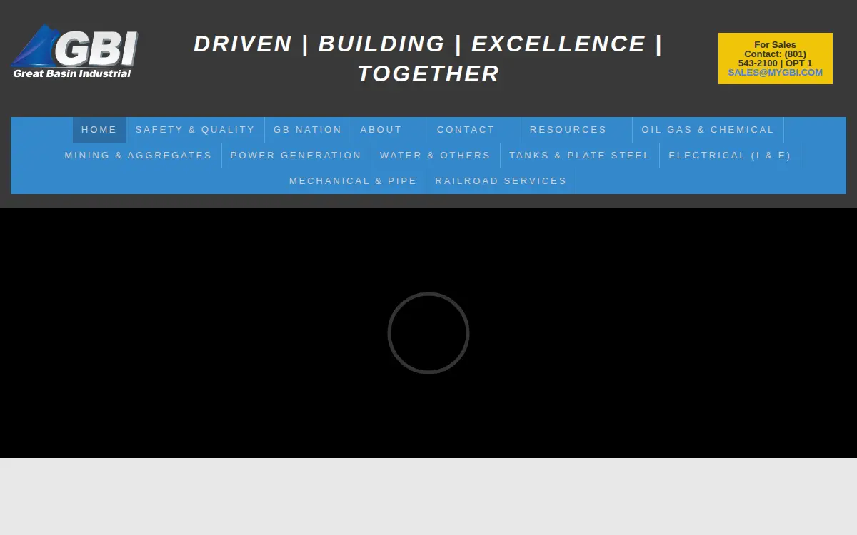 Homepage of Great Basin Industrial, LLC