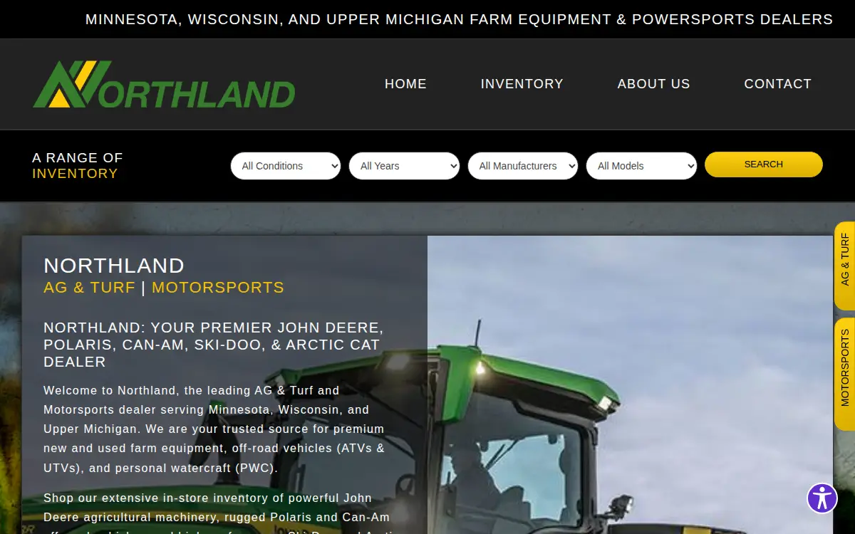 Homepage of Northland Lawn & Sport, LLC