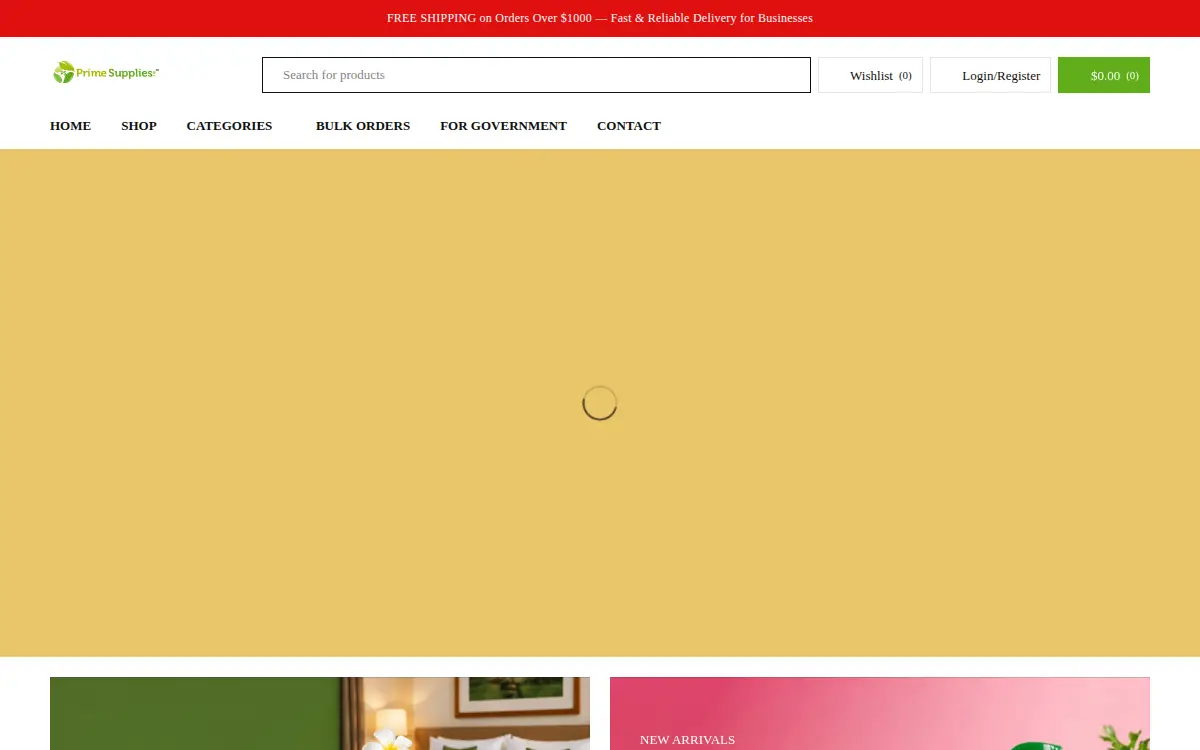 Homepage of Prime Supplies INC.