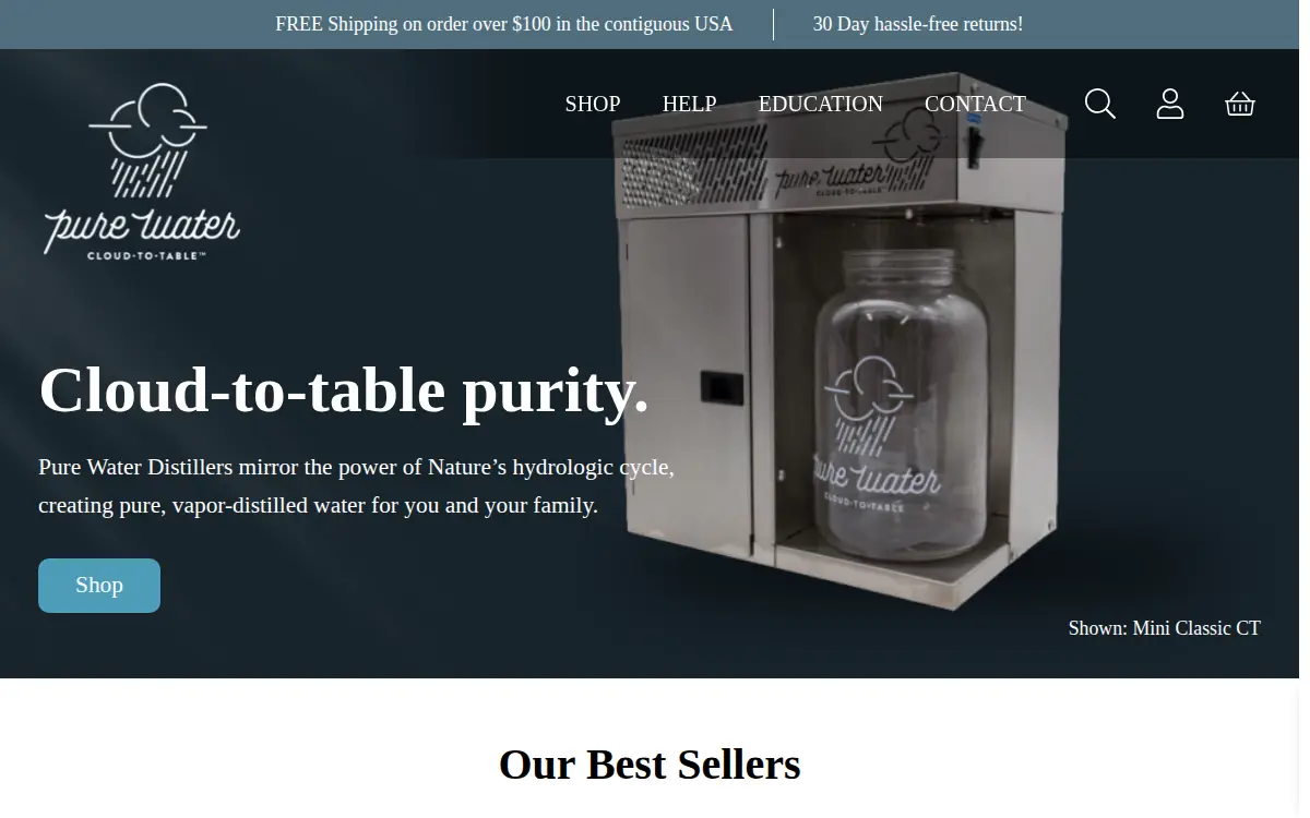 Homepage of Pure & Secure, LLC