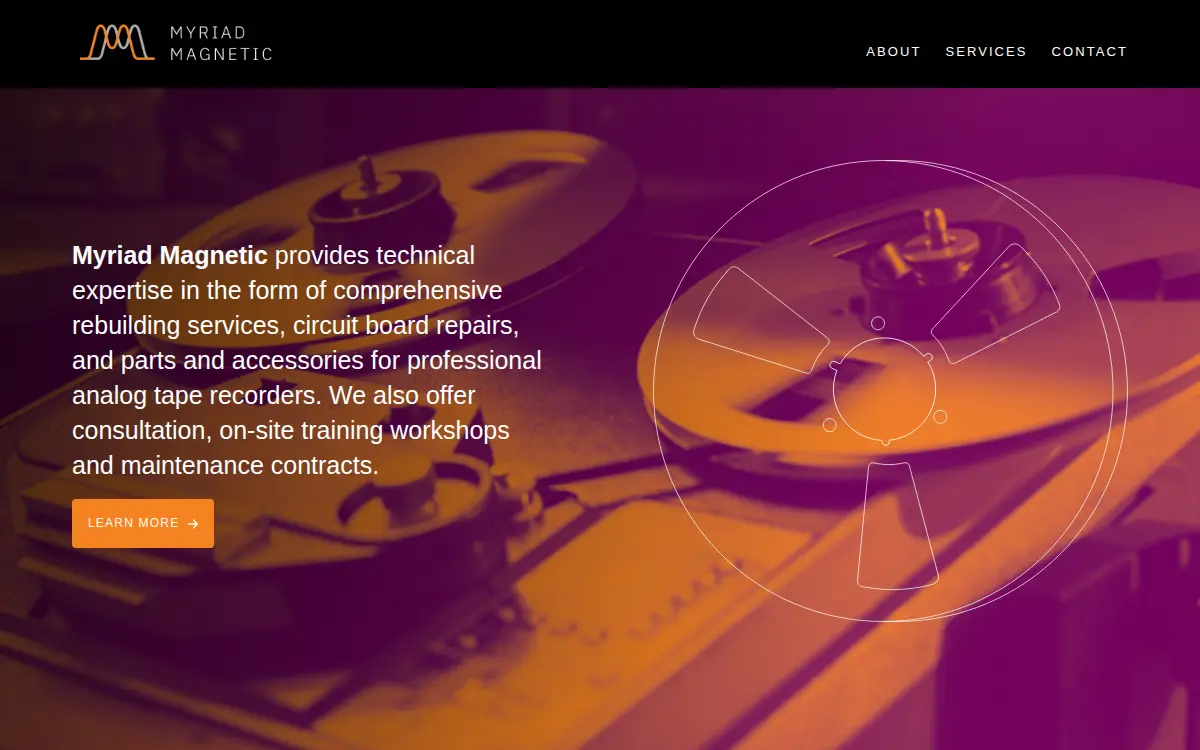 Homepage of Myriad Magnetic LLC