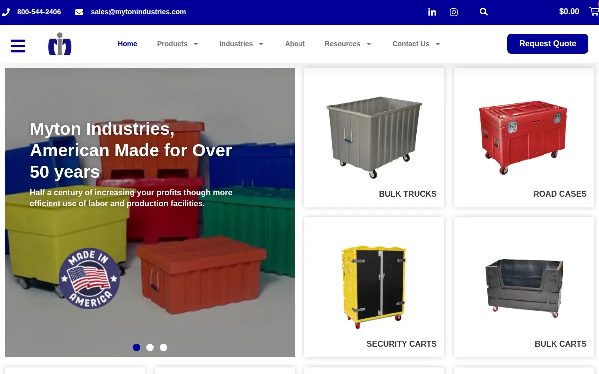 Homepage of Myton Industries, INC.