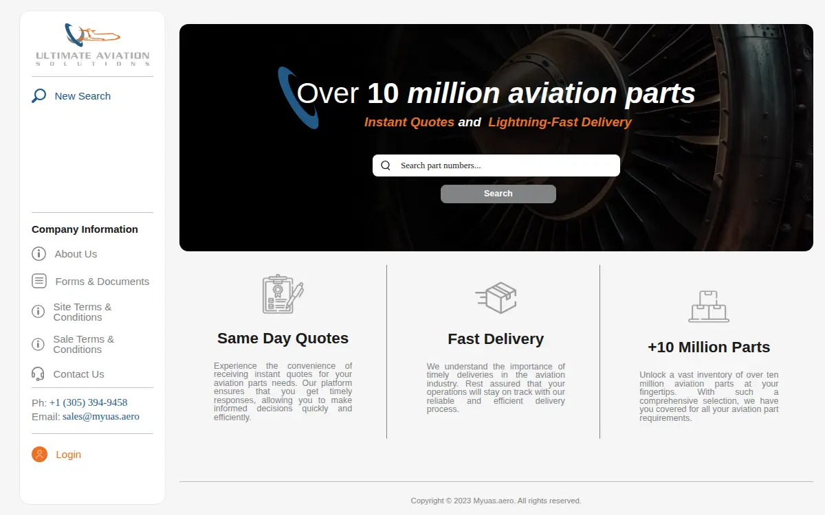 Homepage of Ultimate Aviation Solutions INC
