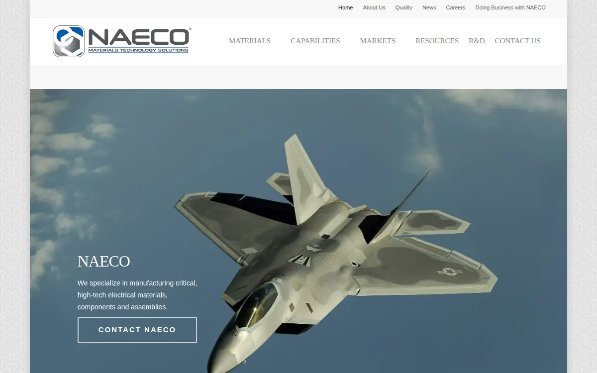 Homepage of Naeco, LLC