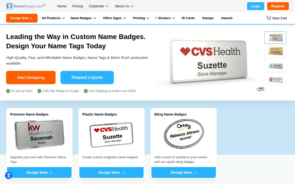 Homepage of Name Badges, LLC