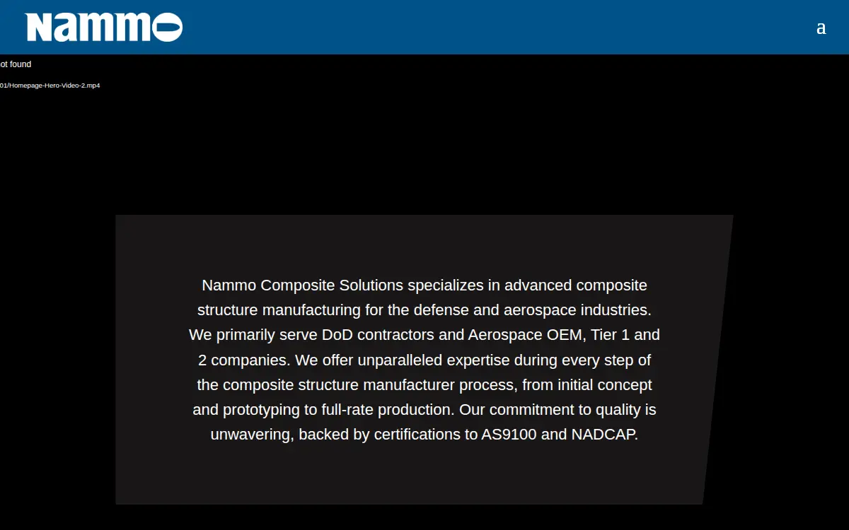 Homepage of Nammo Composite Solutions, LLC