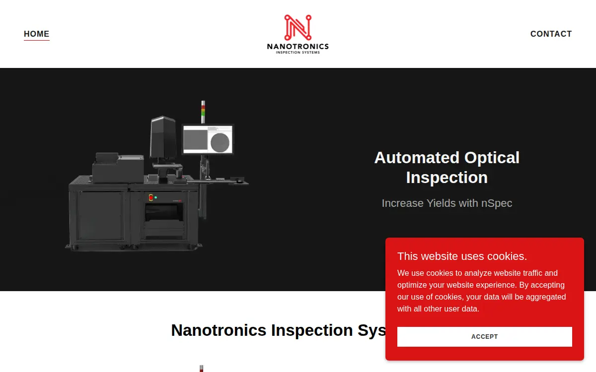 Homepage of Nanotronics Inspection Systems