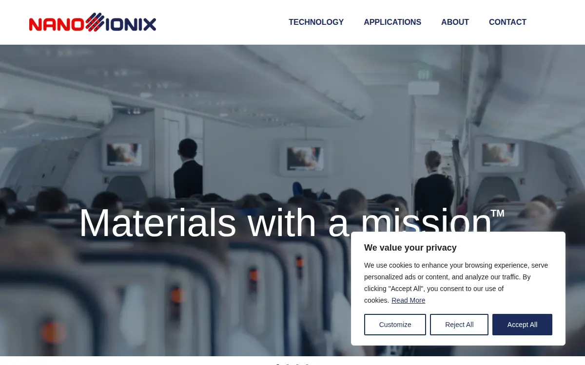 Homepage of Nanoionix, INC.