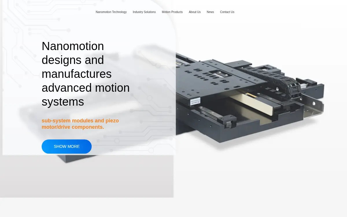 Homepage of Nano Motion, INC.