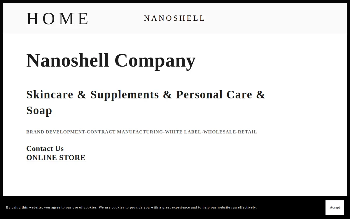 Homepage of Nanoshell Company, LLC