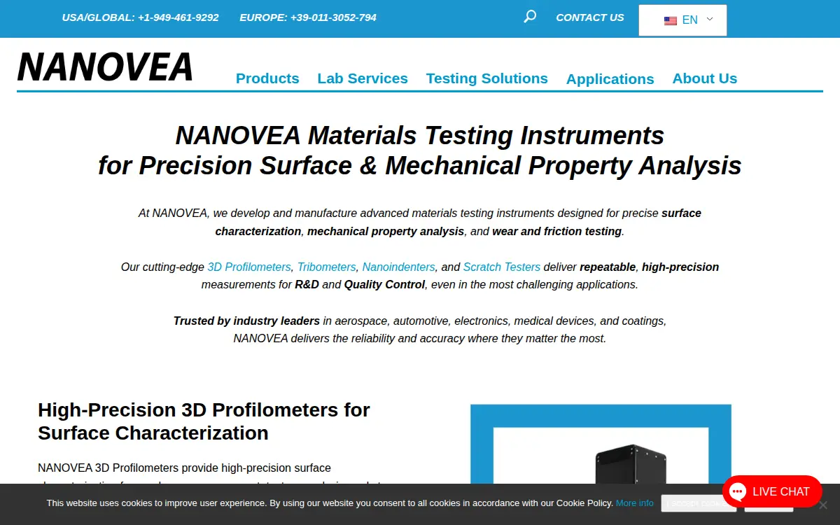 Homepage of Nanovea, INC.