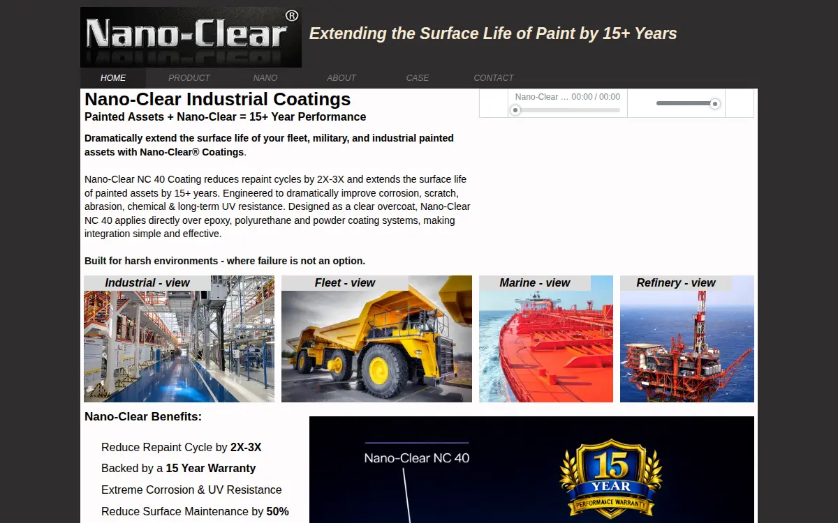 Homepage of Nanovere Technologies, LLC
