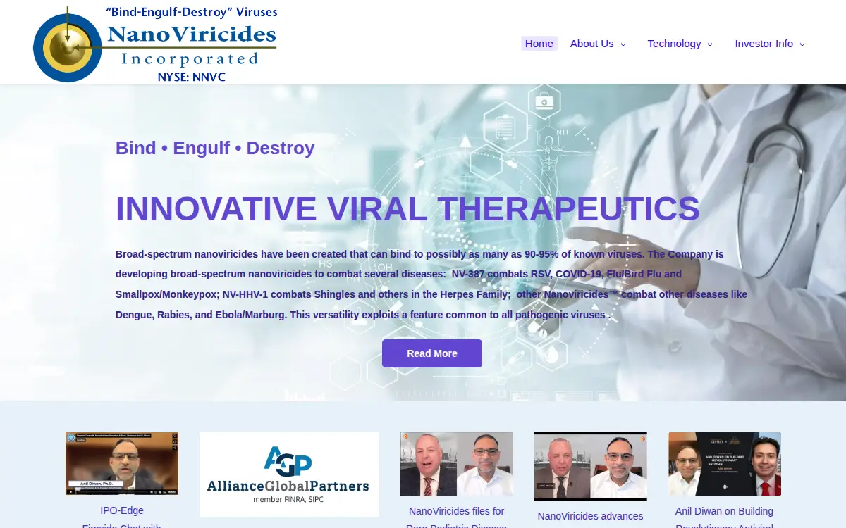 Homepage of Nanoviricides, INC.