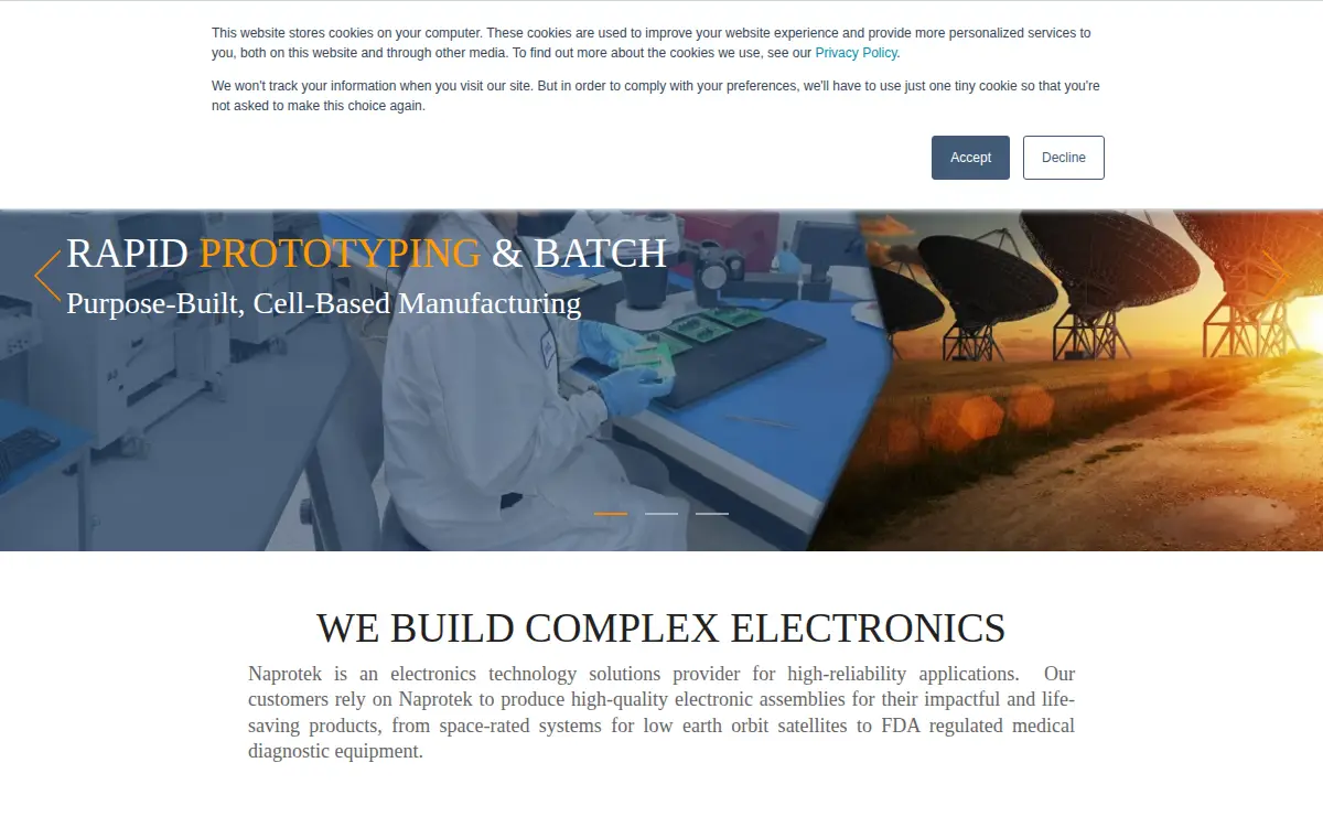 Homepage of Naprotek, LLC