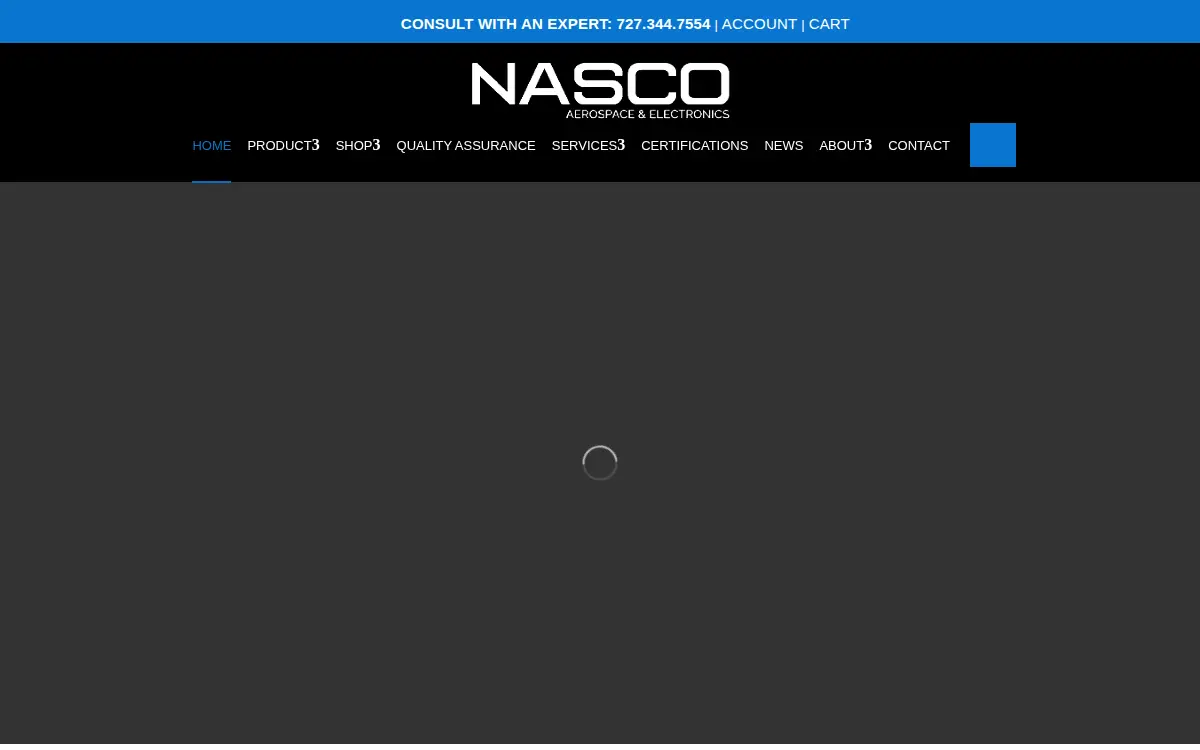 Homepage of Nasco Aerospace and Electronics LLC