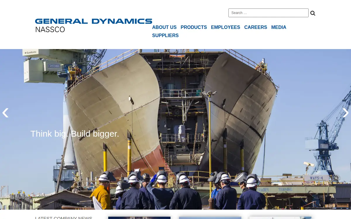 Homepage of National Steel and Shipbuilding Company