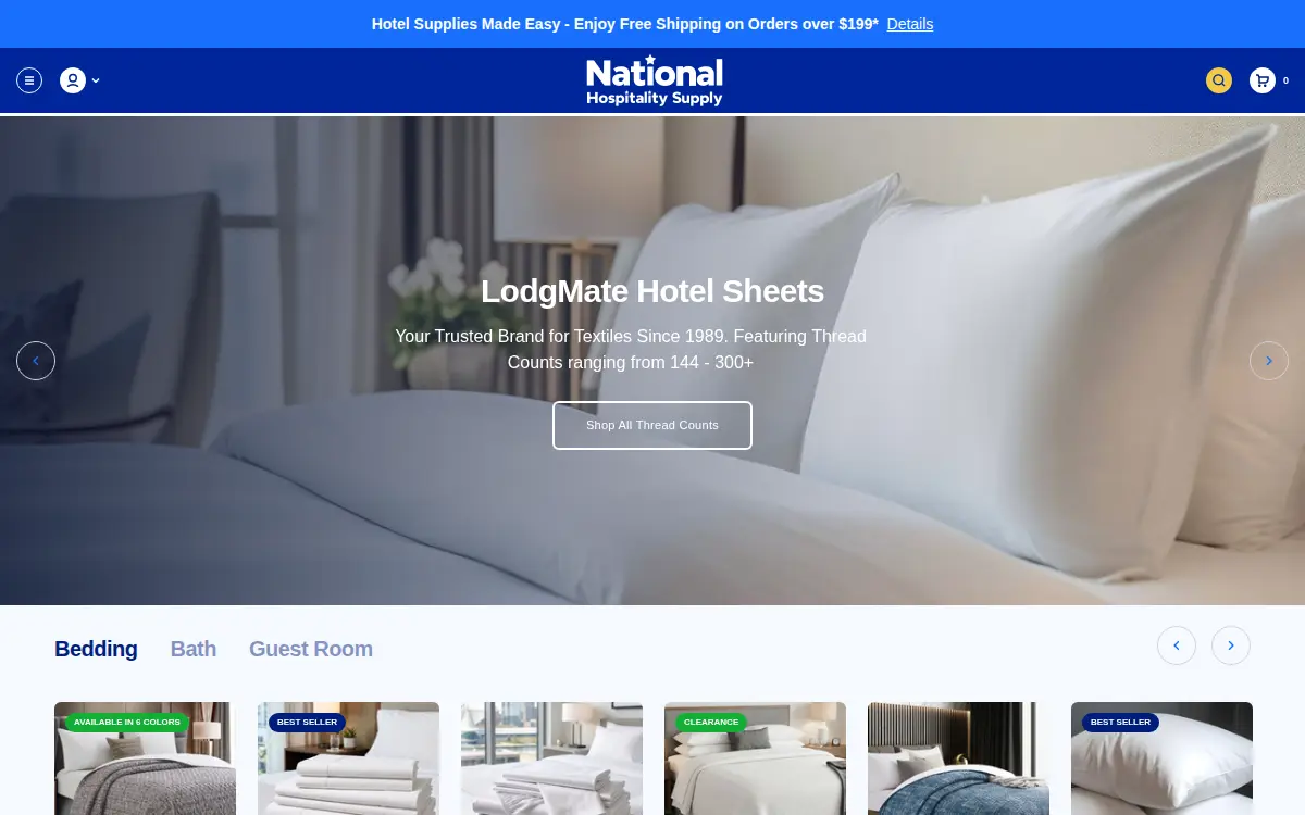 Homepage of National Hospitality Supply Corporation