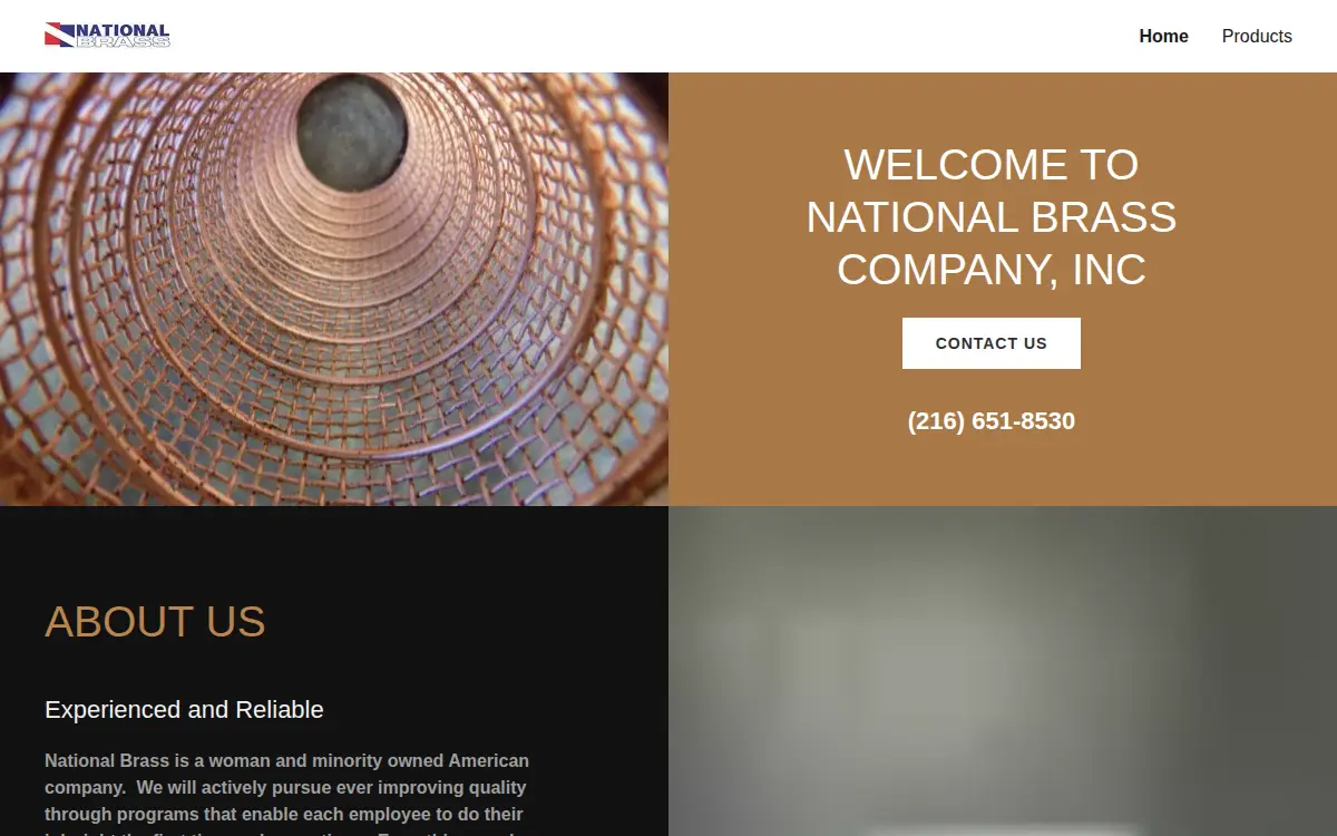 Homepage of National Brass Company