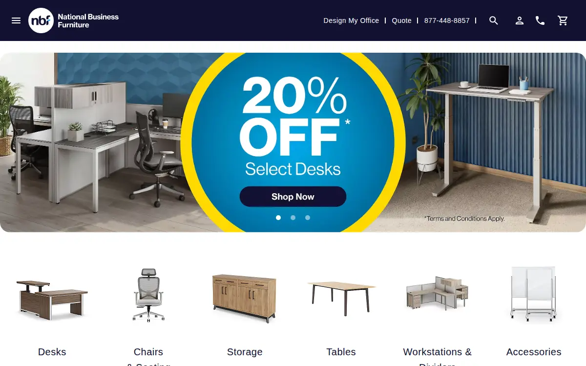 Homepage of National Business Furniture, LLC
