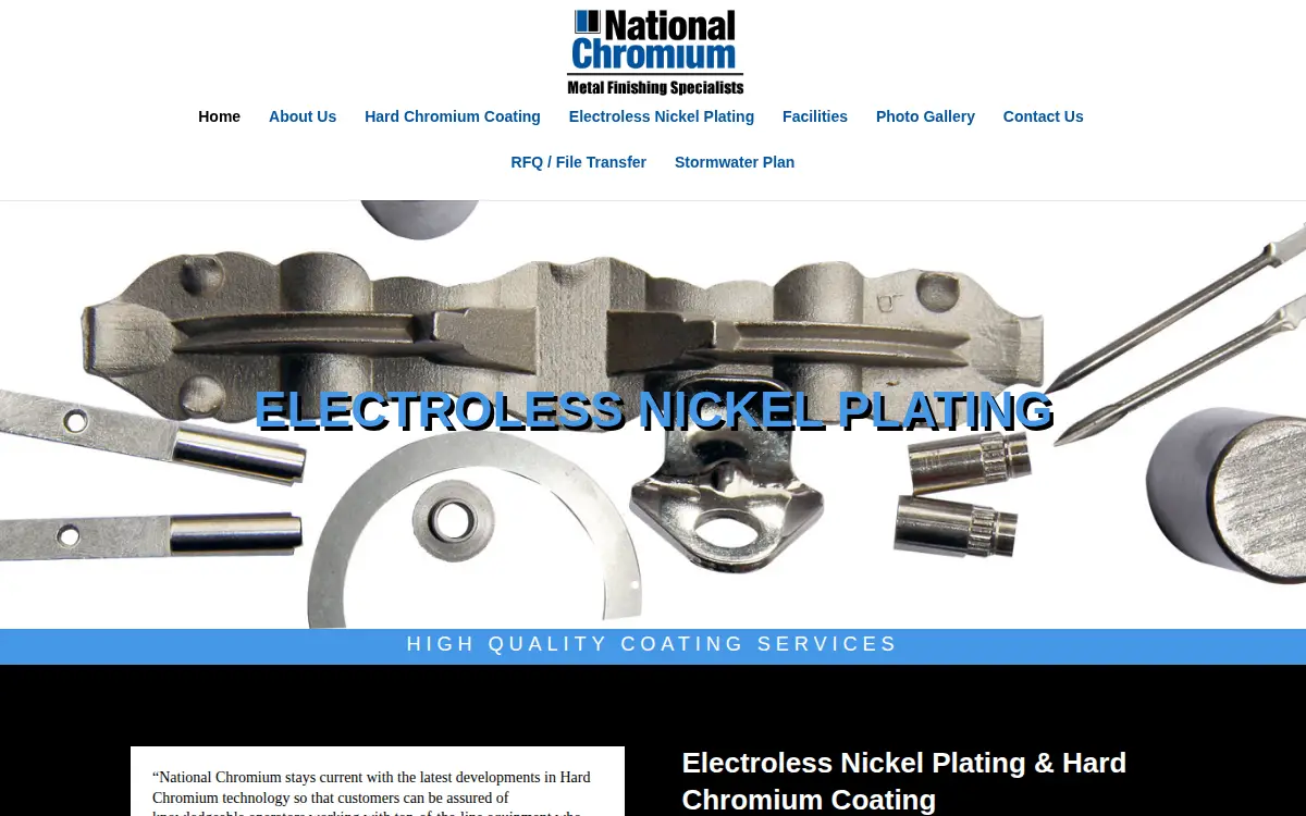 Homepage of National Chromium Company, Incorporated