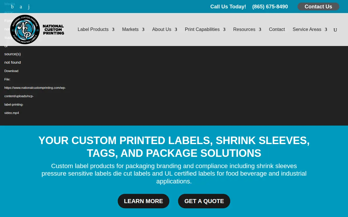 Homepage of National Custom Printing, INC