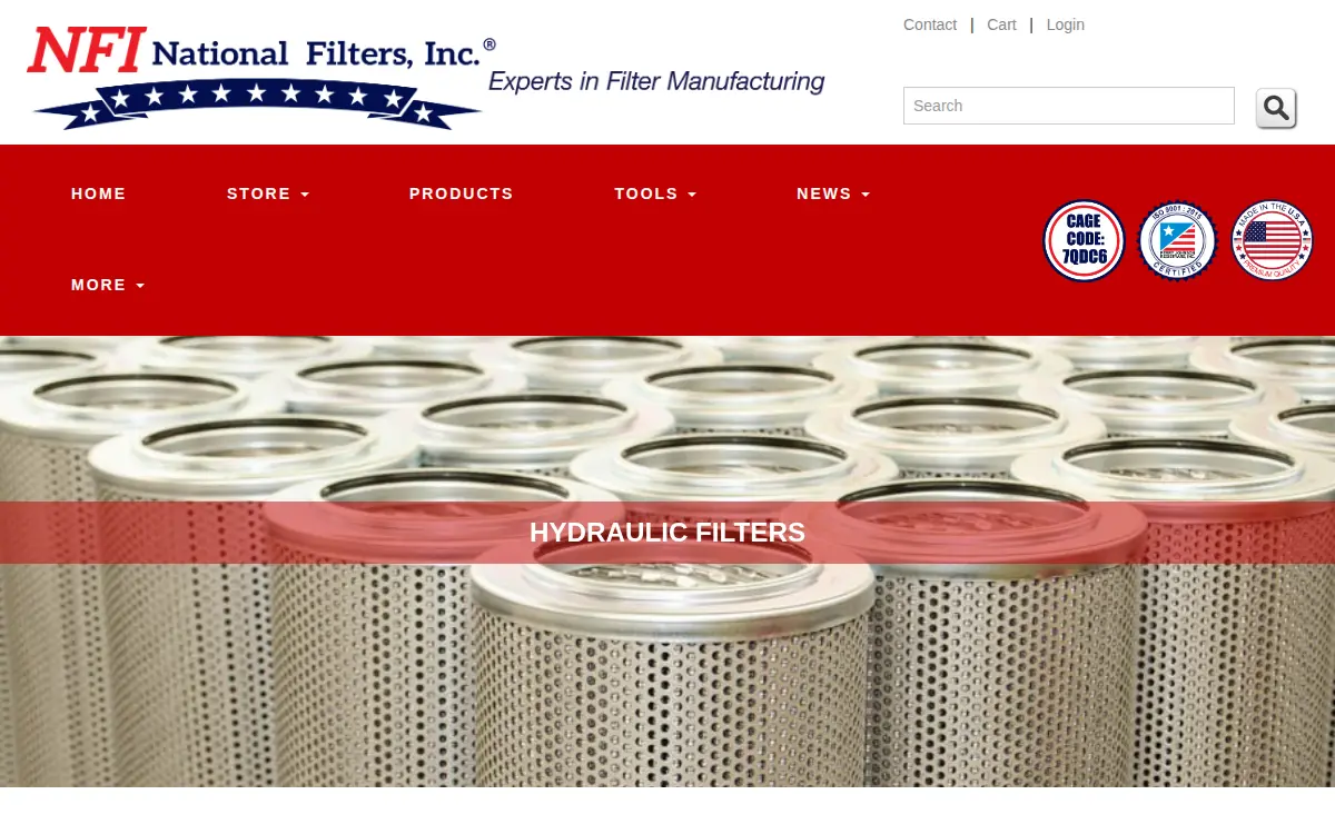 Homepage of National Filters INC