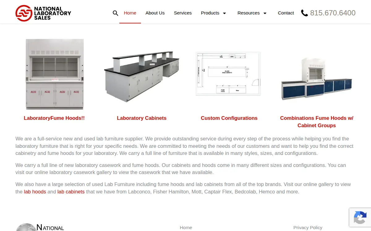Homepage of National Laboratory Sales, INC.