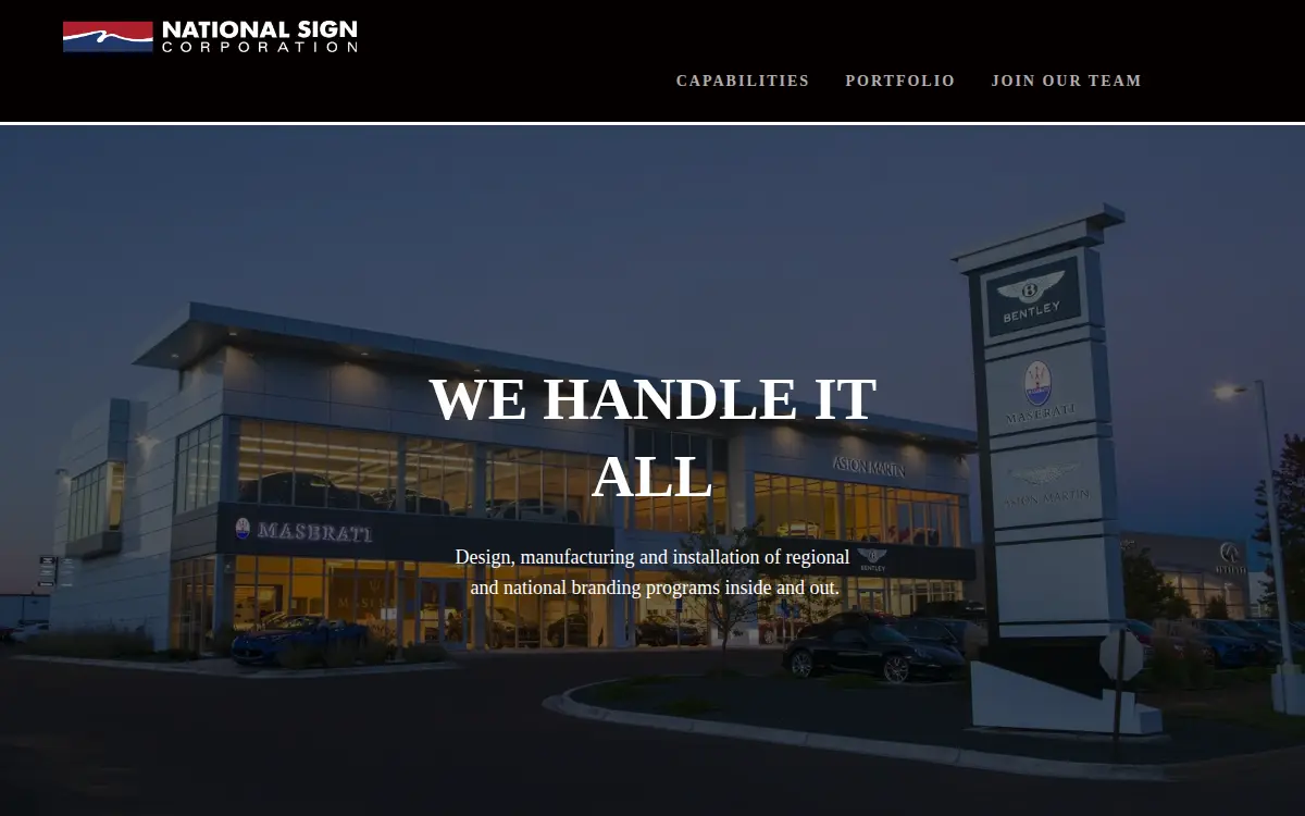 Homepage of National Sign Corporation