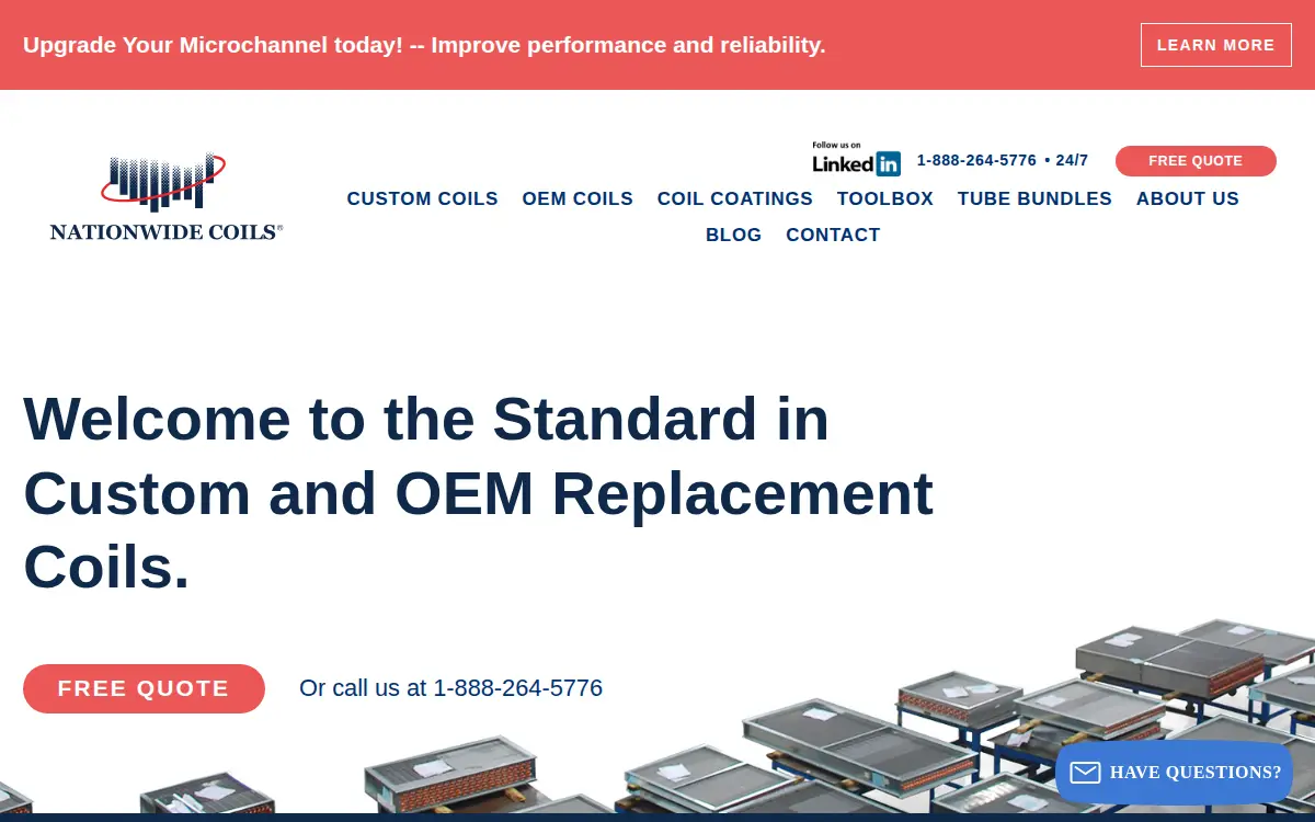 Homepage of Nationwide Coils Enterprises, LLC