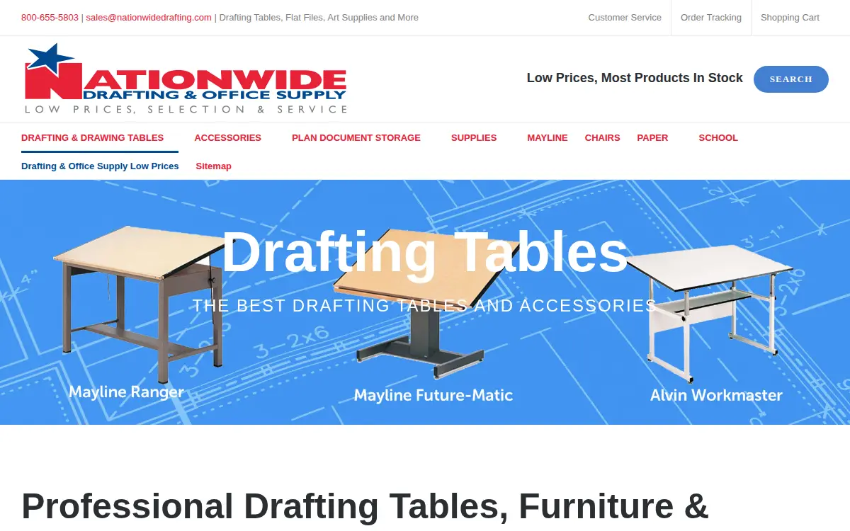 Homepage of Nationwide Drafting & Office Supply, INC.