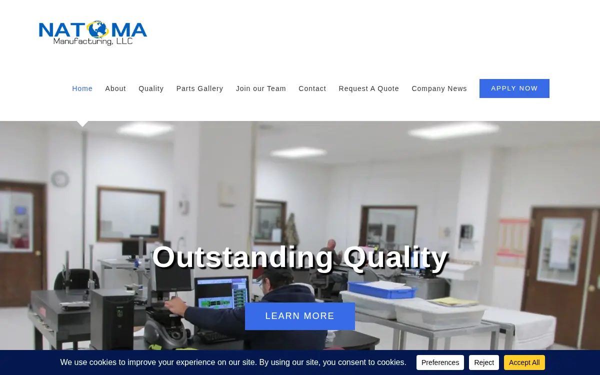 Homepage of Natoma Manufacturing, LLC