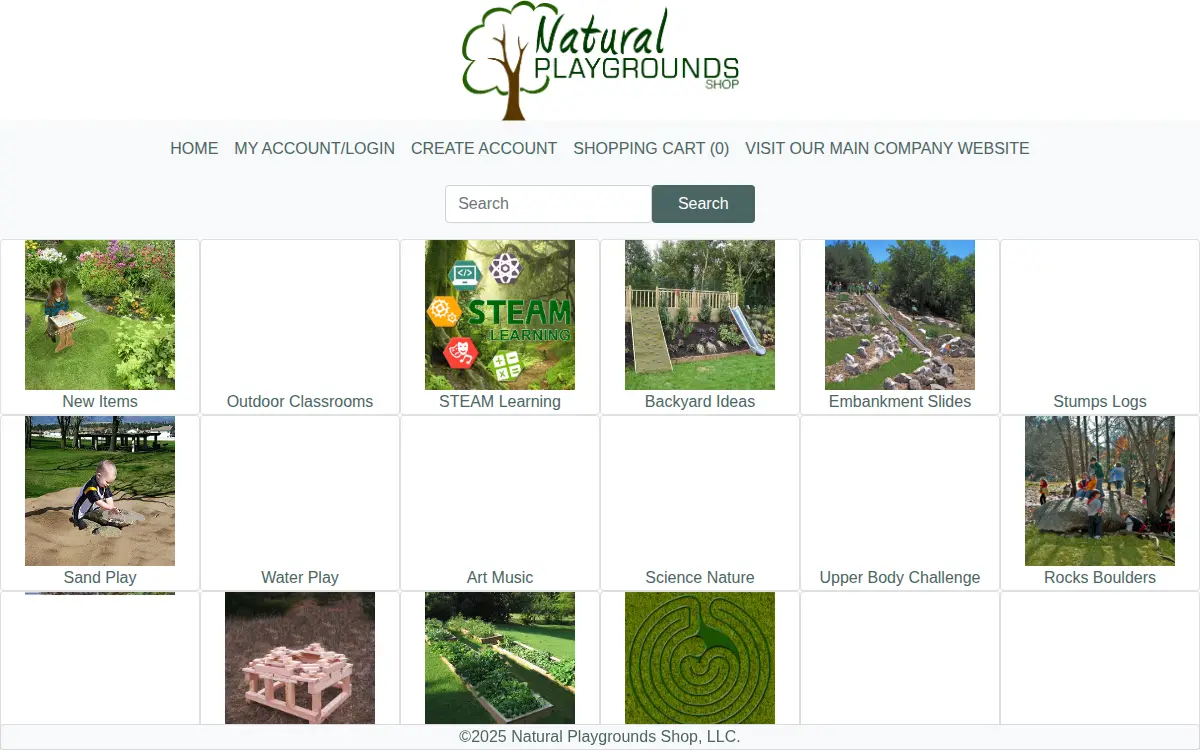 Homepage of Natural Playgrounds Shop LLC