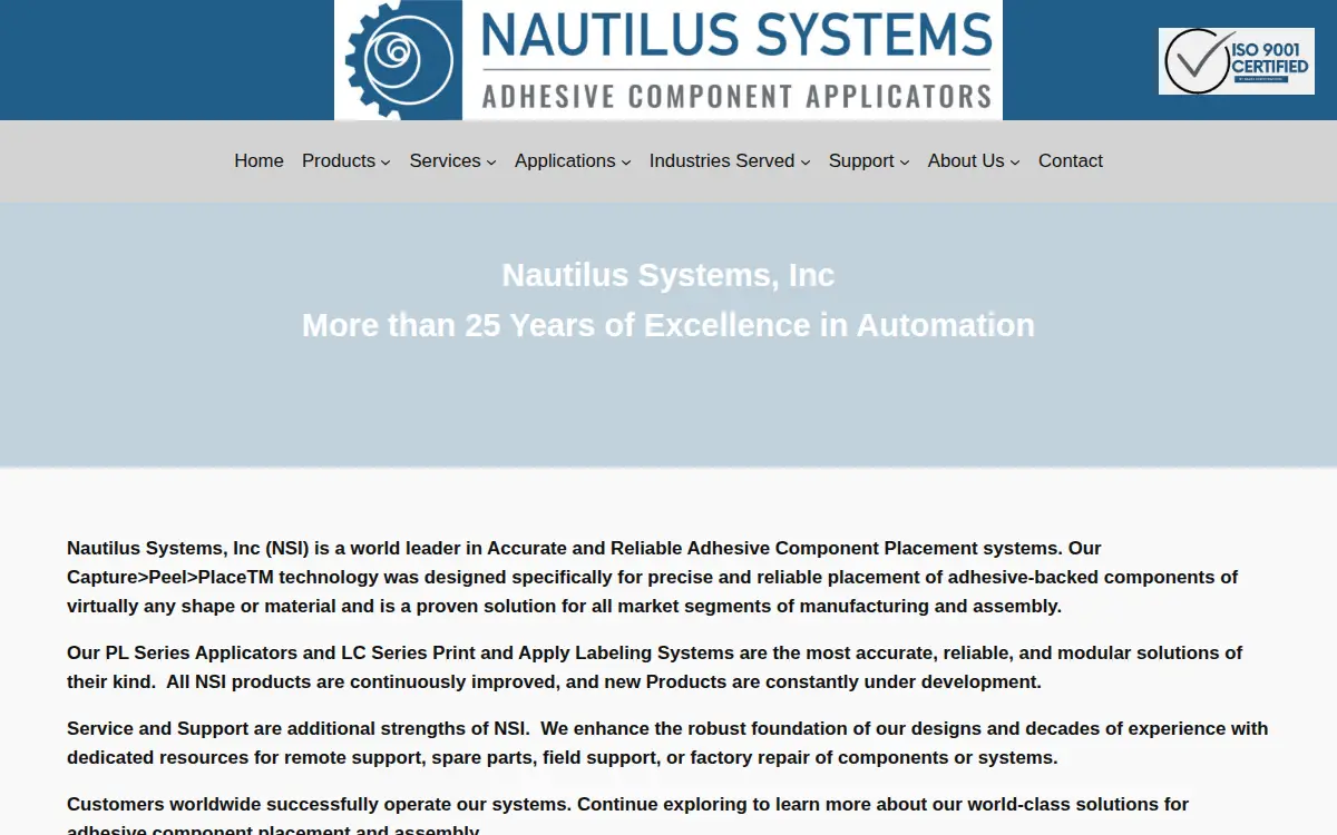 Homepage of Nautilus Systems INC