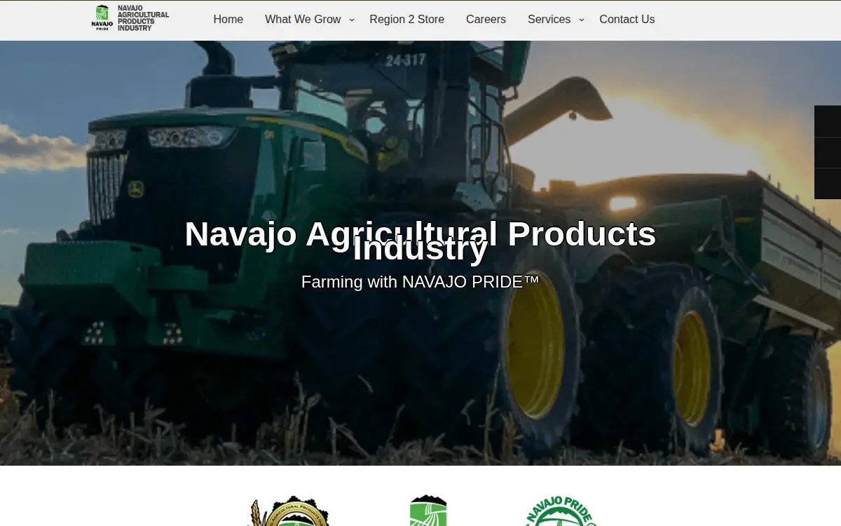 Homepage of Navajo Agricultural Products Industry