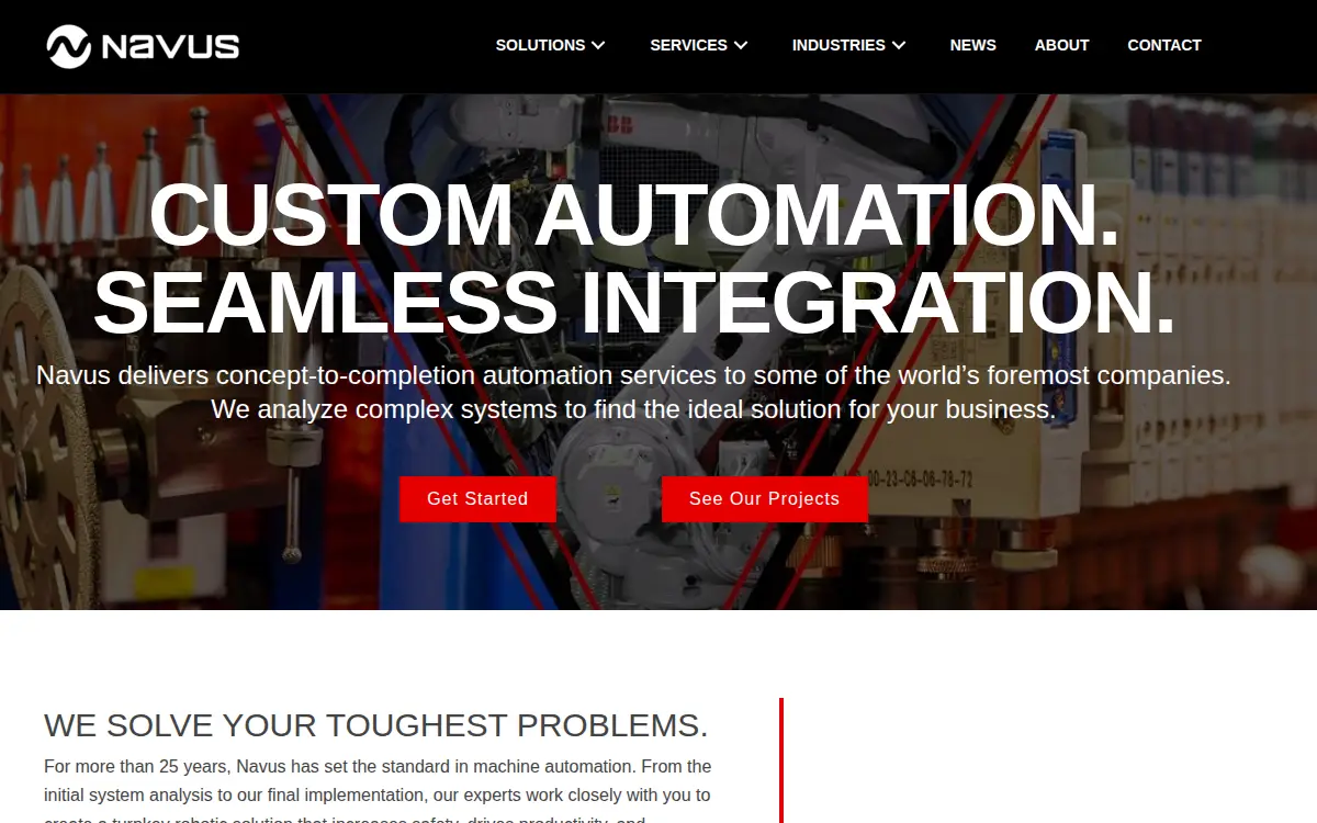 Homepage of Navus Automation, INC.