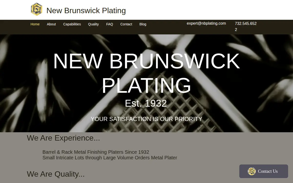 Homepage of New Brunswick Plating INC