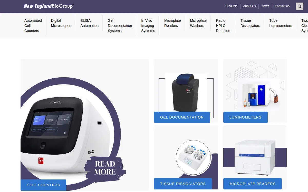 Homepage of New England Bio Group, LLC