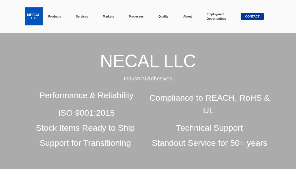 Homepage of Necal Corporation