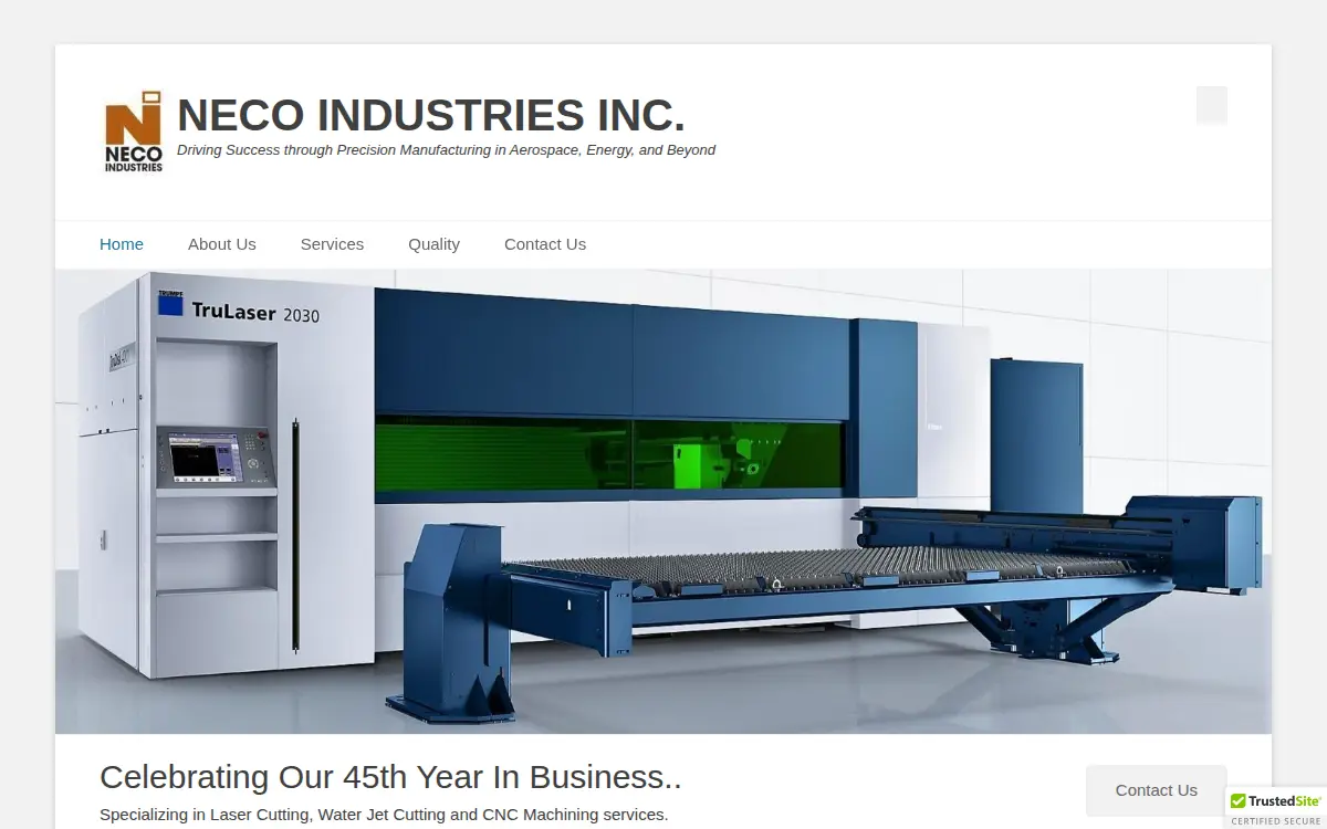 Homepage of Neco Industries INC