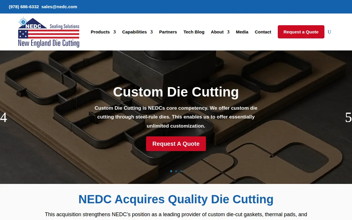 Homepage of New England Die Cutting, INC.