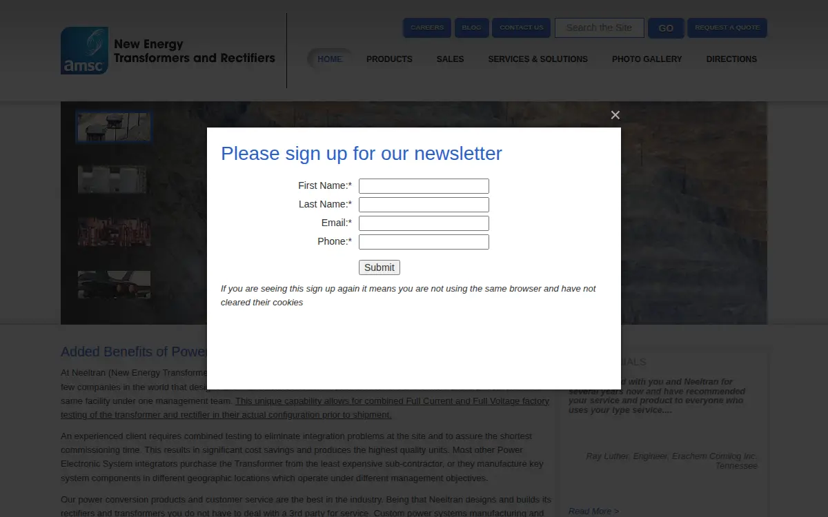 Homepage of Neeltran, INC.