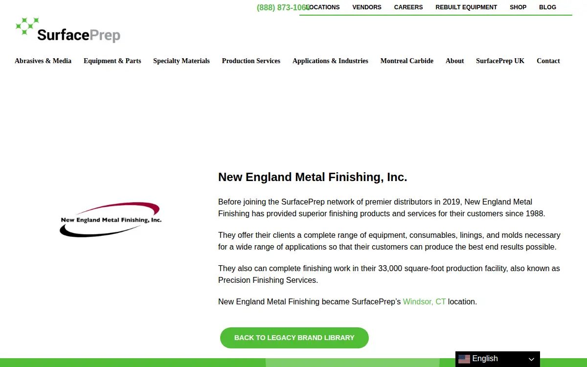 Homepage of New England Metal Finishing LLC