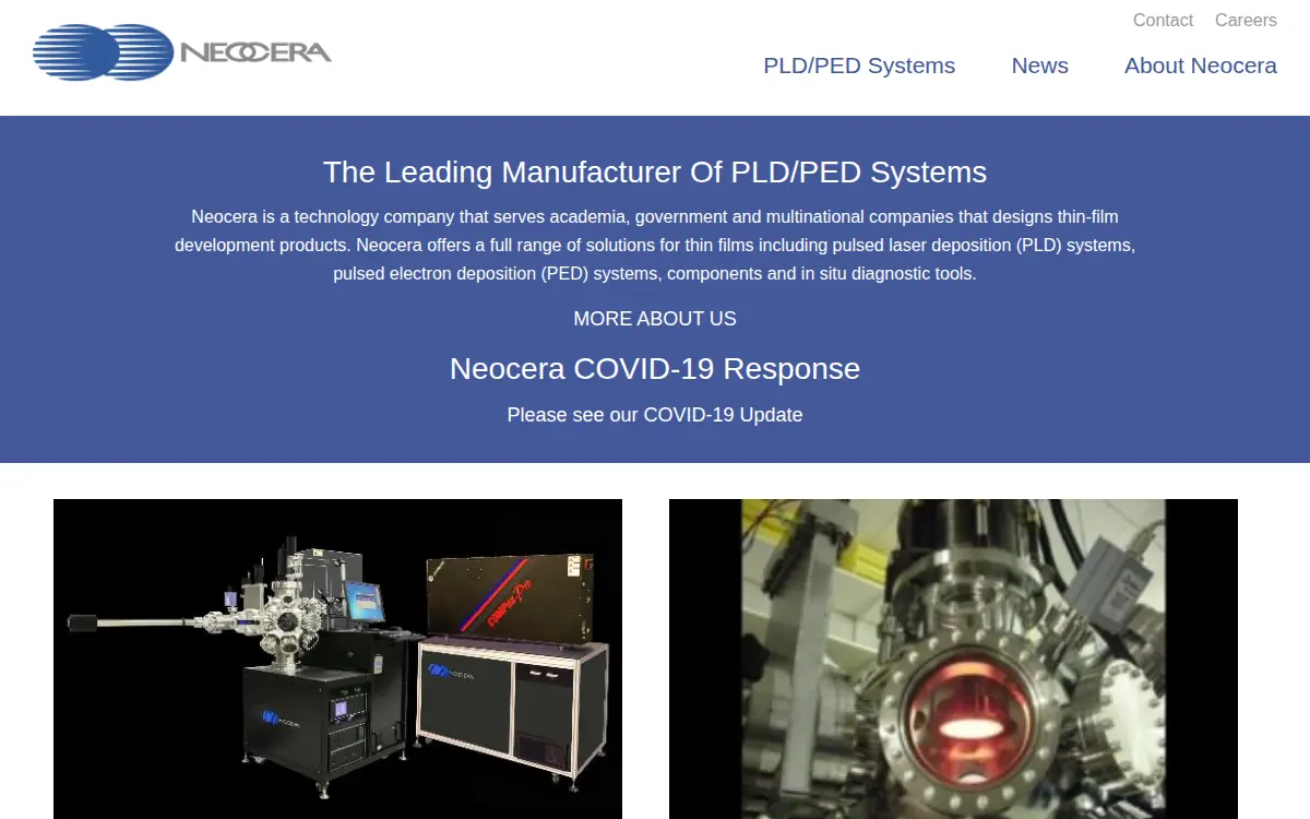 Homepage of Neocera, LLC