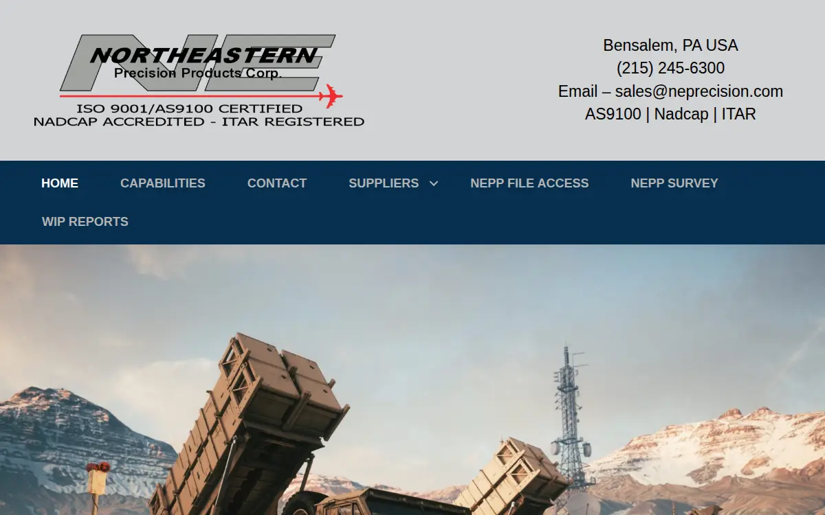 Homepage of Northeastern Precision Products Corporation