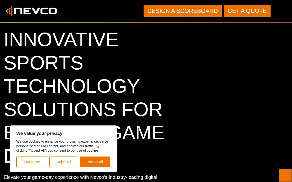Homepage of Nevco Sports LLC