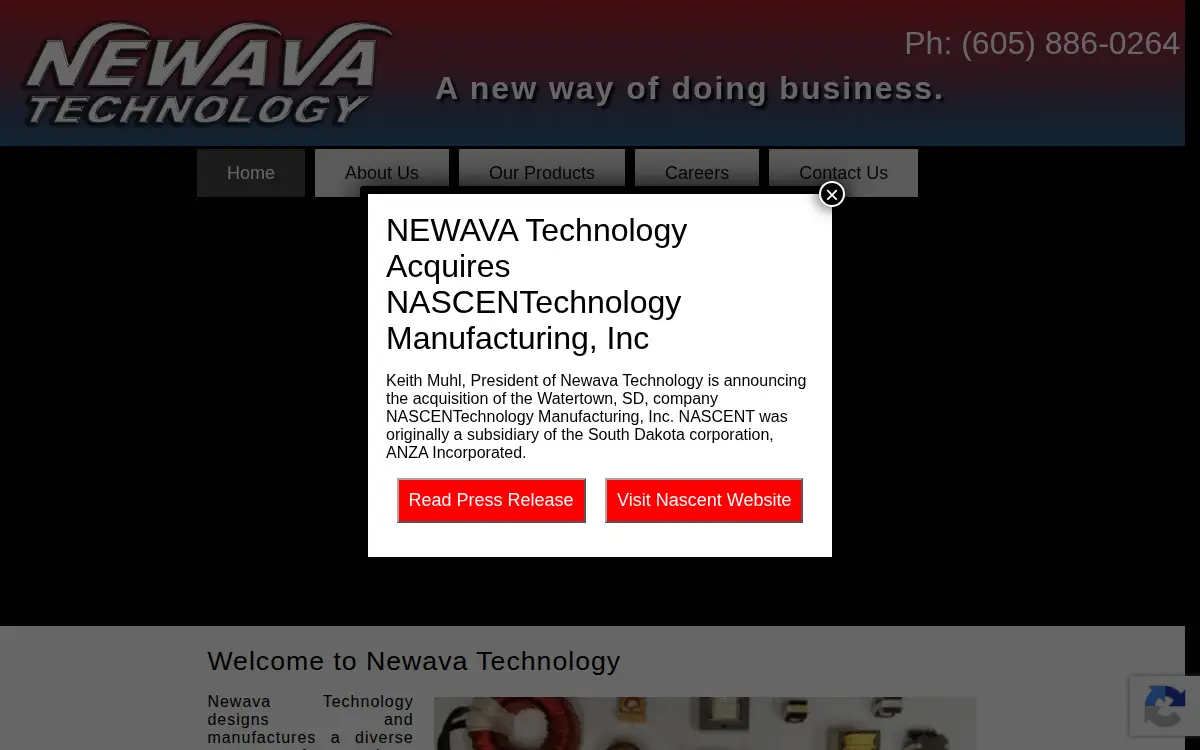 Homepage of Newava Technology, INC
